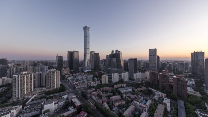 高清实拍北京国贸日转夜延时摄影夜景