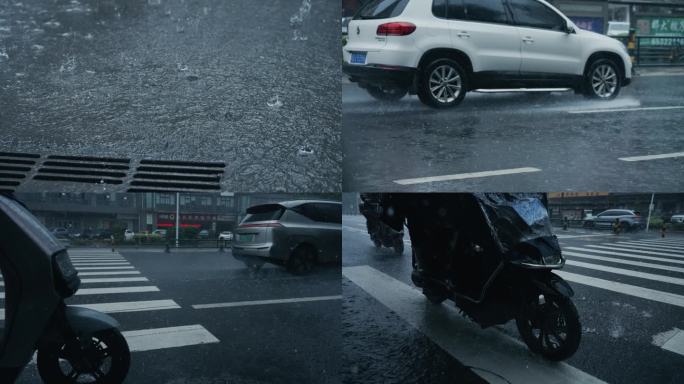 雨天城市开车-高速摄影