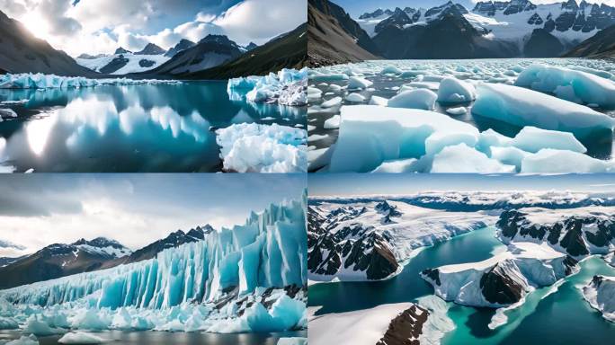 4K冰川雪山冰川雪景雪松中国宣传南极北极