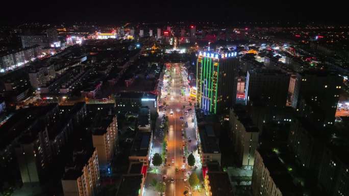 固原城市夜景4k航拍