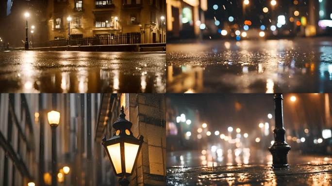 城市夜雨：雨中街道的迷人夜色