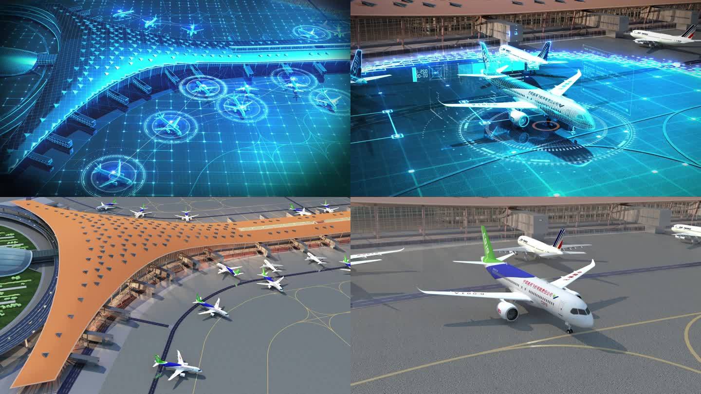 4K智慧机场科技机场数字飞机智慧飞机场