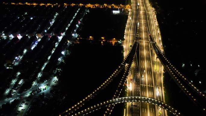 城市立交桥高架桥汽车车流夜景视频素材