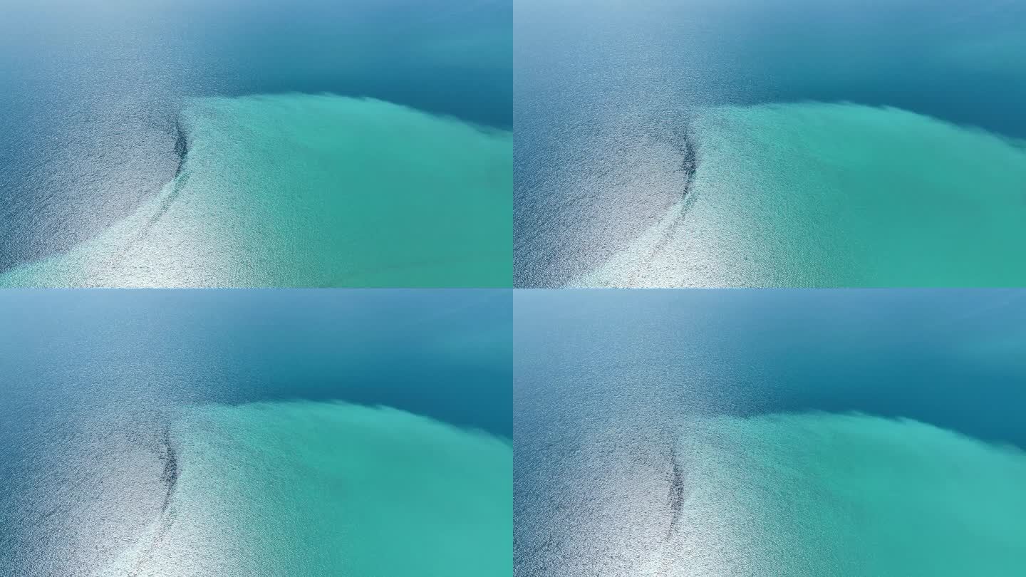 无人机俯拍新疆赛里木湖湖面蓝色水面