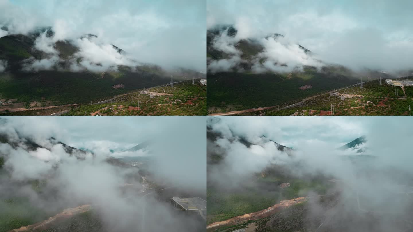 云南香格里拉尼西藏族村庄云海云雾