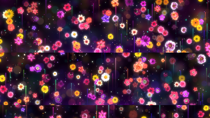 8k缤纷彩色花朵粒子舞台背景