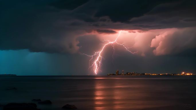 闪电雷电雨云雷云乌云密布打雷闪电风暴雷暴