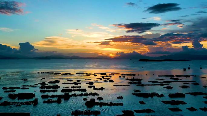 航拍深圳南澳夕阳延时