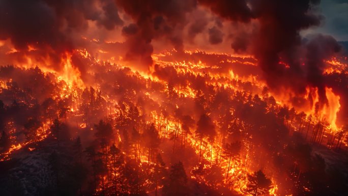 森林火灾大火警示ai素材原创现场消防救援