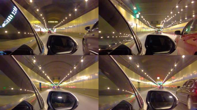 汽车在隧道里快速行驶视频素材延时摄影