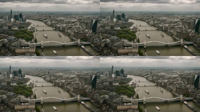 伦敦塔桥阴天鸟瞰英国伦敦