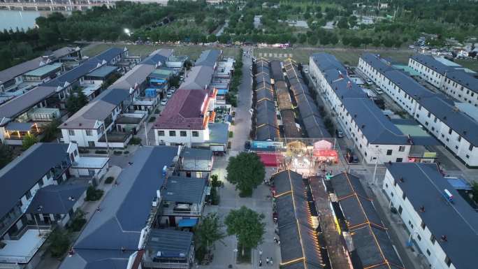 庆阳市城市海绵运动绿地公园黄昏夜景航拍