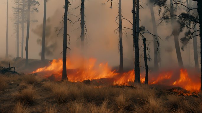 森林中肆虐的大火