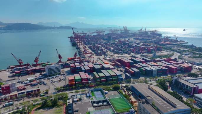 赤湾左炮台港口集装箱码头航拍工业素材价值