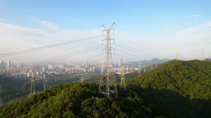 深圳塘朗山公园高压线电塔深圳宣传片航拍