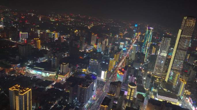 长沙夜景长沙IFS国金中心市区高楼大厦航