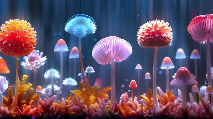梦幻植物蘑菇童话背景