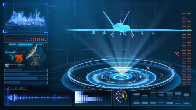 翼龙10无人机HUD科技界面展示素材