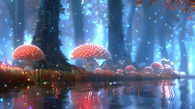 梦幻植物蘑菇森林童话背景