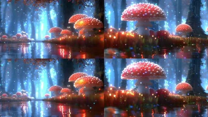 梦幻植物蘑菇森林童话背景