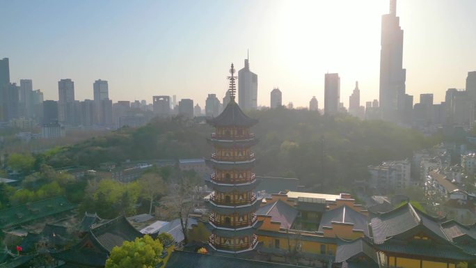 南京市玄武区古鸡鸣寺风景航拍