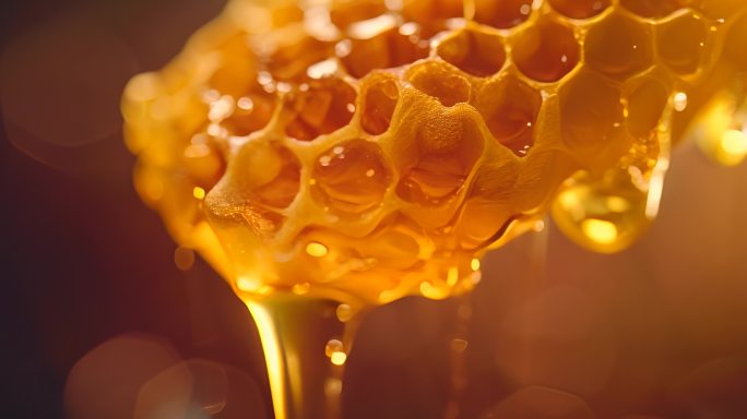 蜂蜜蜂巢微距特写慢镜