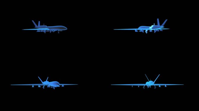 翼龙10无人机全息蓝色科技通道素材