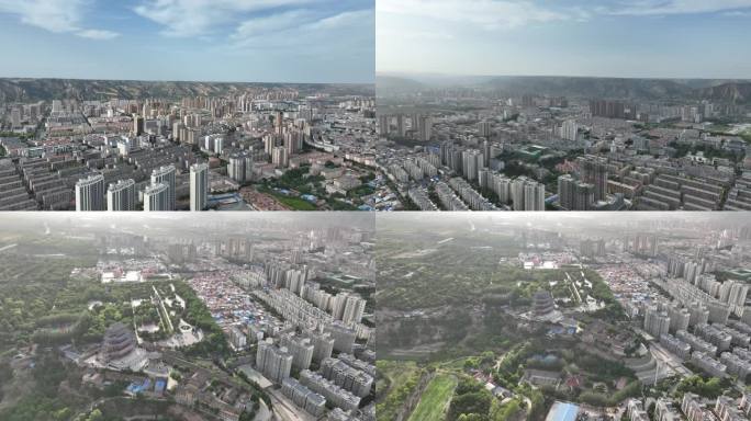 平凉城市高空大景4k航拍