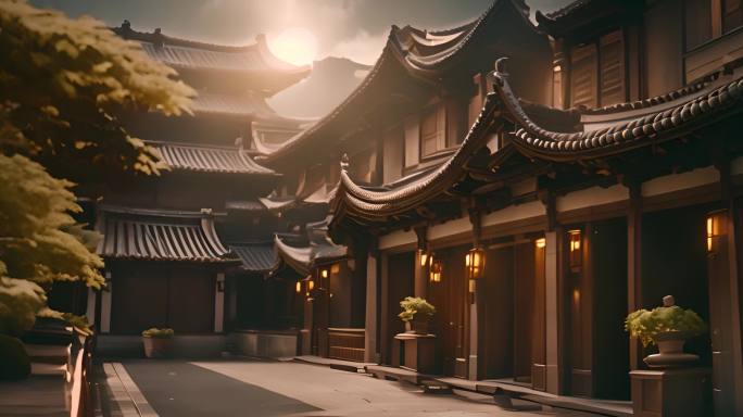 中式建筑 木结构  中国风 房屋 古代