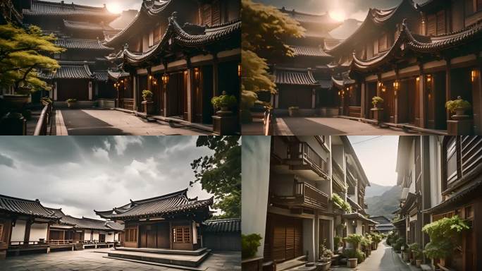 中式建筑 木结构  中国风 房屋 古代