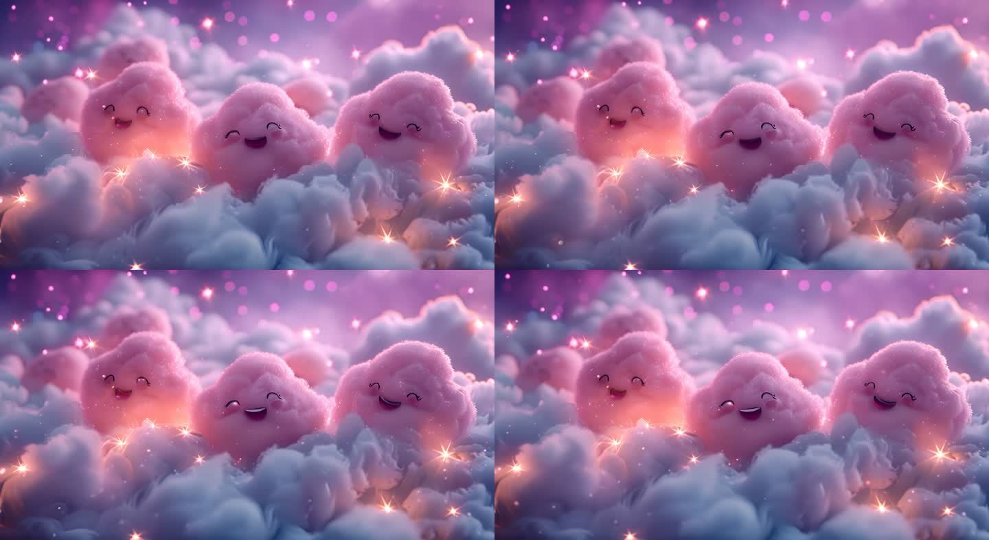 六一 云朵星星 卡通LED背景 粉色云朵