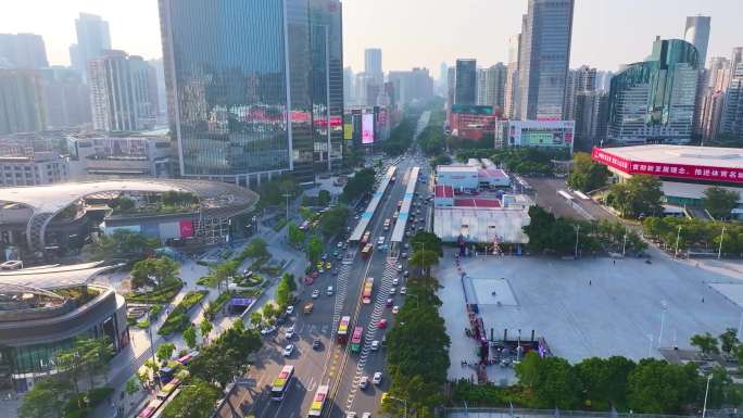 广州天河区天河路正佳广场航拍车流交通城市