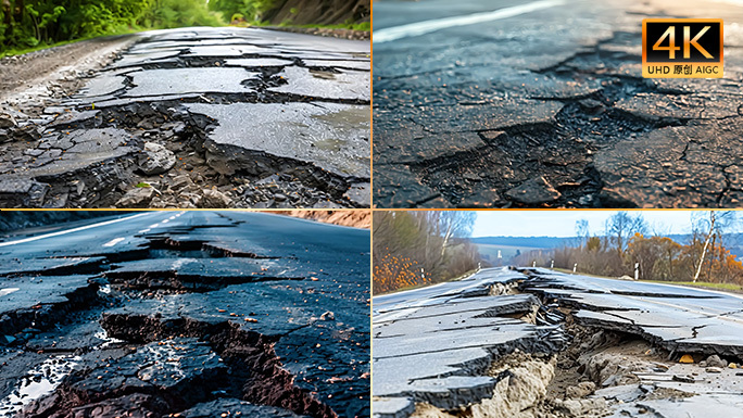 道路开裂 地质沉降 地震塌方 自然灾害