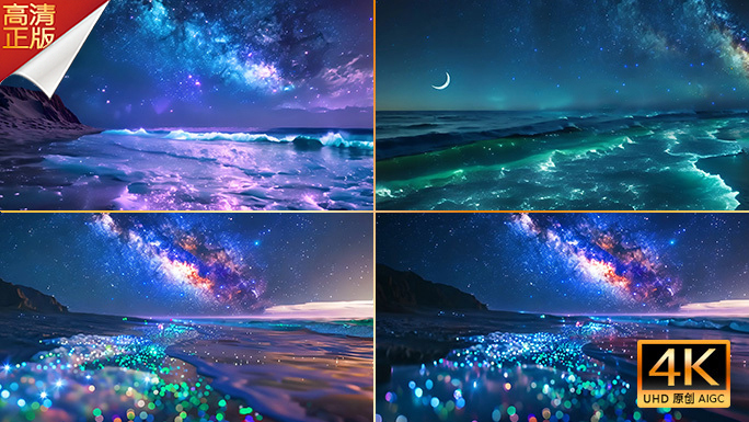 静谧唯美梦幻海滩 宁静的夜晚震撼与温柔