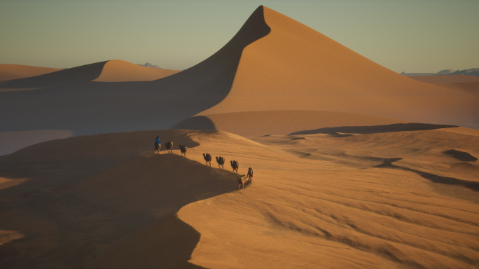 沙漠骆驼丝绸之路敦煌西域古代商队一带一路