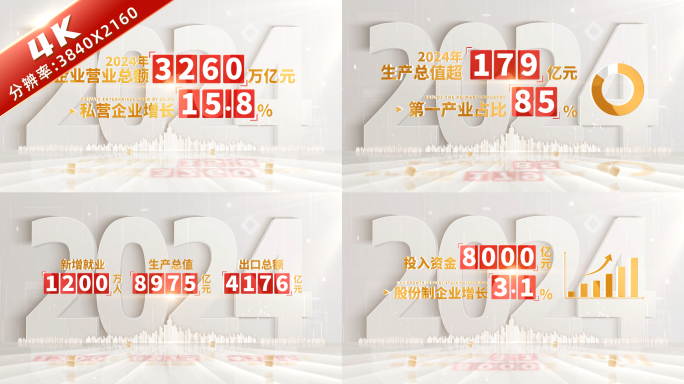4K 简洁金色数据文字展示 01