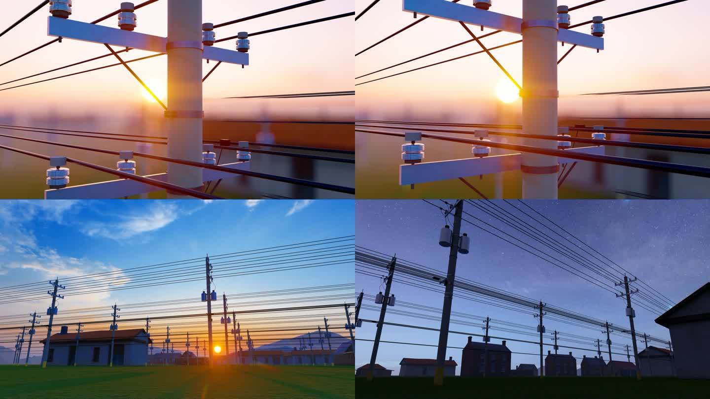 农村山区高压线电塔输送电力