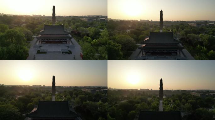 河南省开封市铁塔公园航拍镜头
