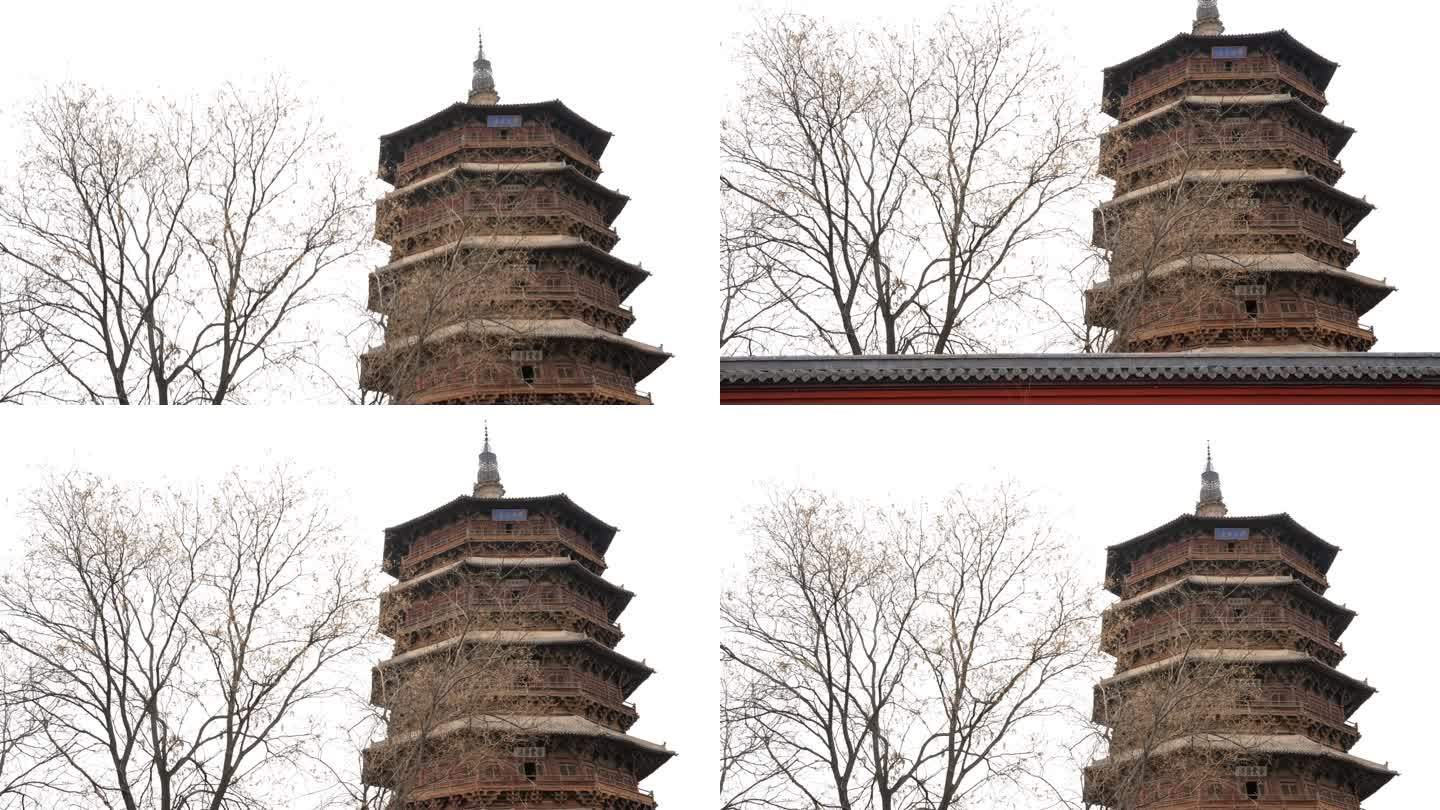 低视角拍摄山西应县木塔