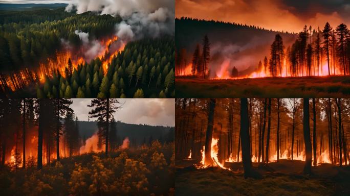 4K森林火灾大火航拍自然灾害