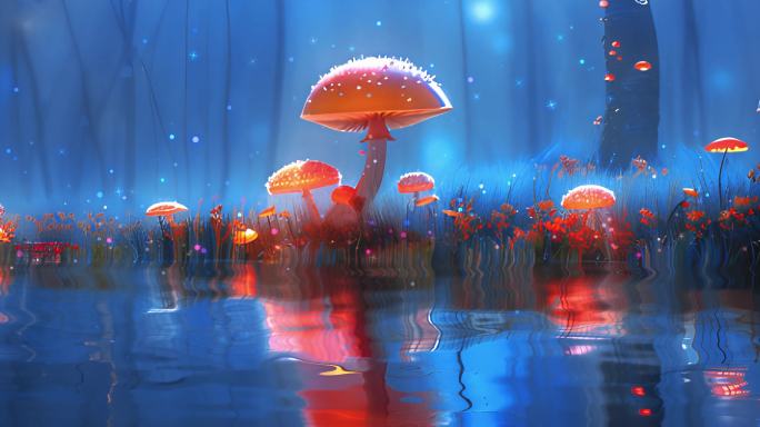 梦幻植物蘑菇童话背景