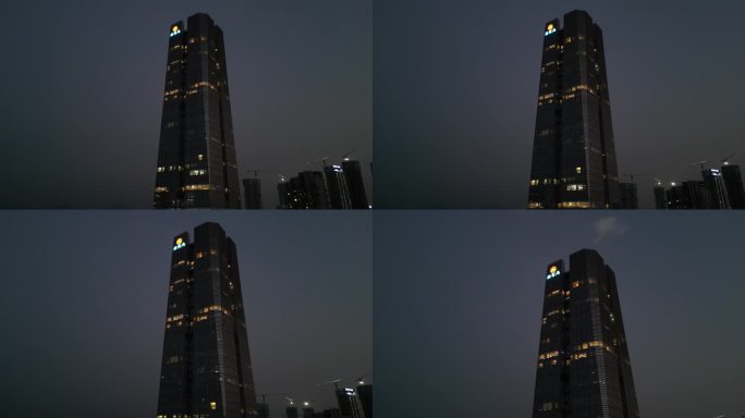 4K高清| 蓝调时刻城市建筑仰拍视角