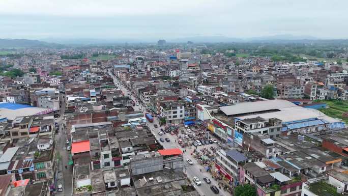 怀集梁村镇圩镇航拍