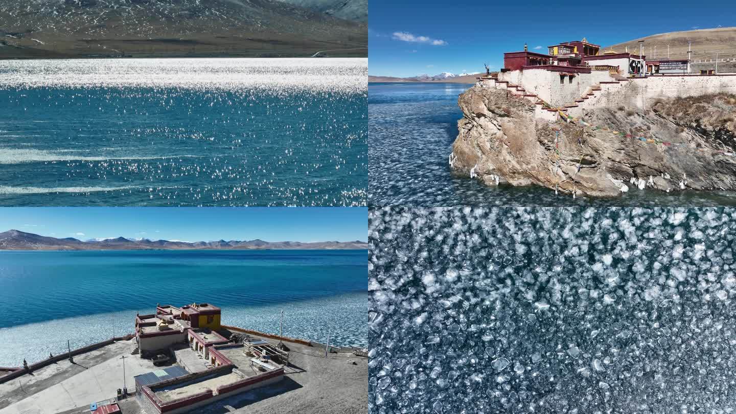 西藏山南高原湖泊冬天的普莫雍措