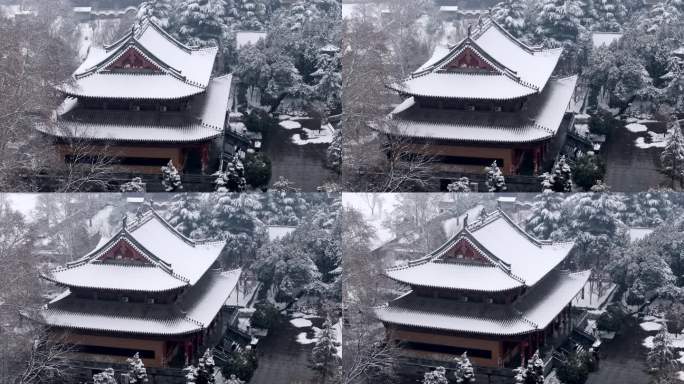 航拍洛阳白马寺雪景