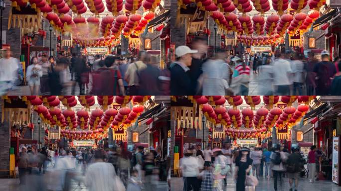 天津 古文化街 步行街人流