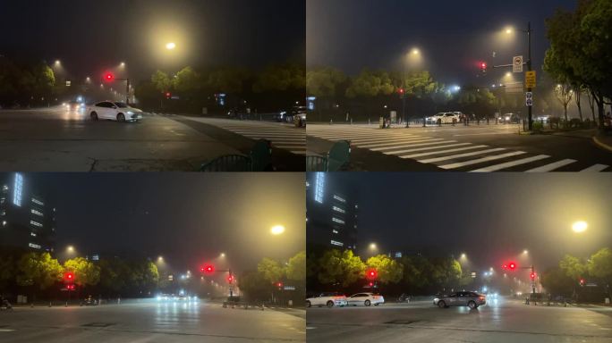 城市夜景灯光雾