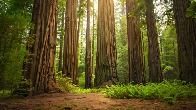 巨型红杉红杉国家公园森林高大的树林震撼