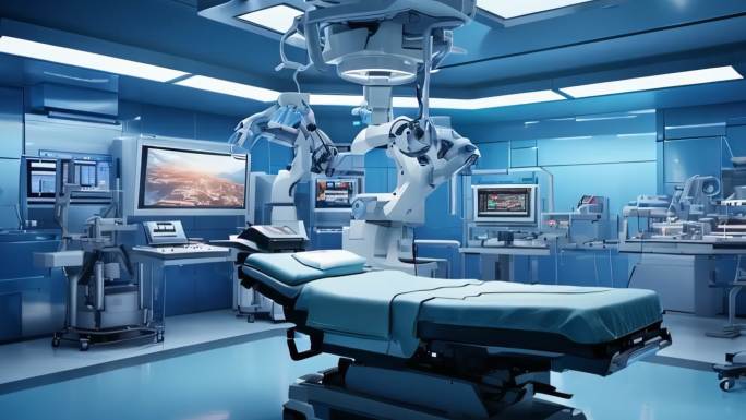 高科技智慧医疗设备手术台做手术4K