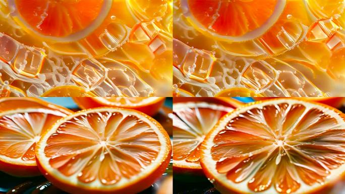 鲜榨橙子果汁冰块